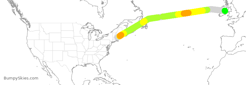 Turbulence forecast map for EIN13, BOS to DUB