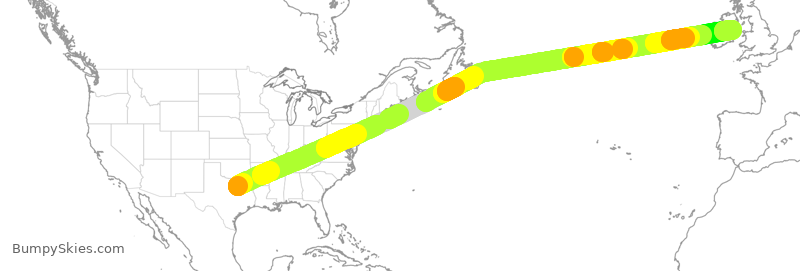 Turbulence forecast map for EIN4054, DFW to DUB