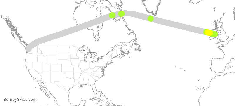 Turbulence forecast map for EIN952, SEA to IDW