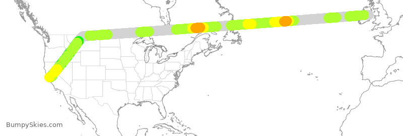 Turbulence forecast map for EIN961, DUB to SFO