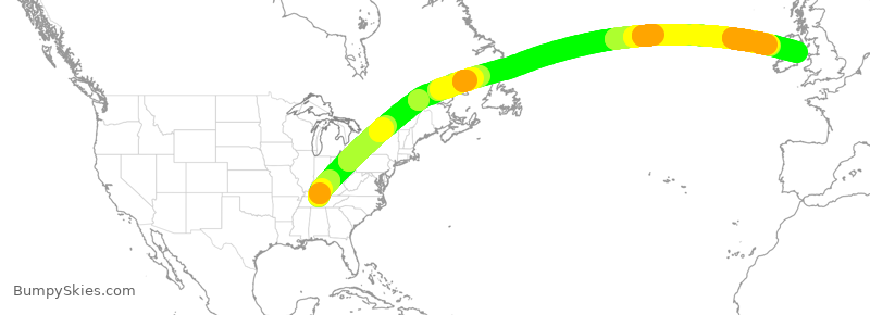 Turbulence forecast map for EIN976, BNA to DUB