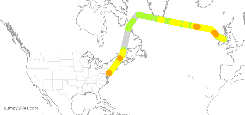 Turbulence forecast map for EIN992, PHL to DUB