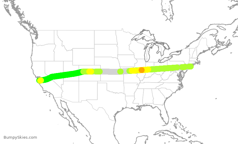 Turbulence forecast map for EJA109, FOK to SJC