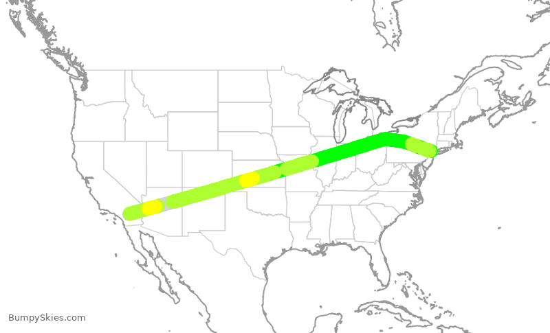 Turbulence forecast map for EJA110, PSP to TEB