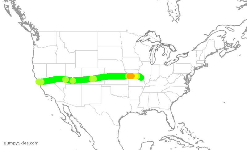 Turbulence forecast map for EJA115, STL to SFO