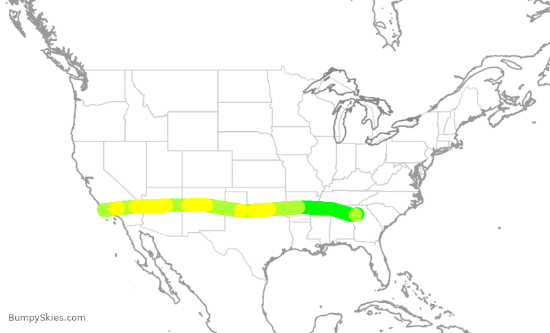 Turbulence forecast map for EJA116, PDK to SBA