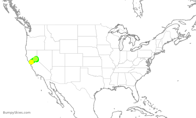 Turbulence forecast map for EJA117, APC to TVL