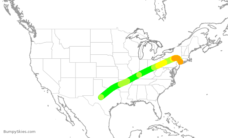 Turbulence forecast map for EJA125, SJT to HPN