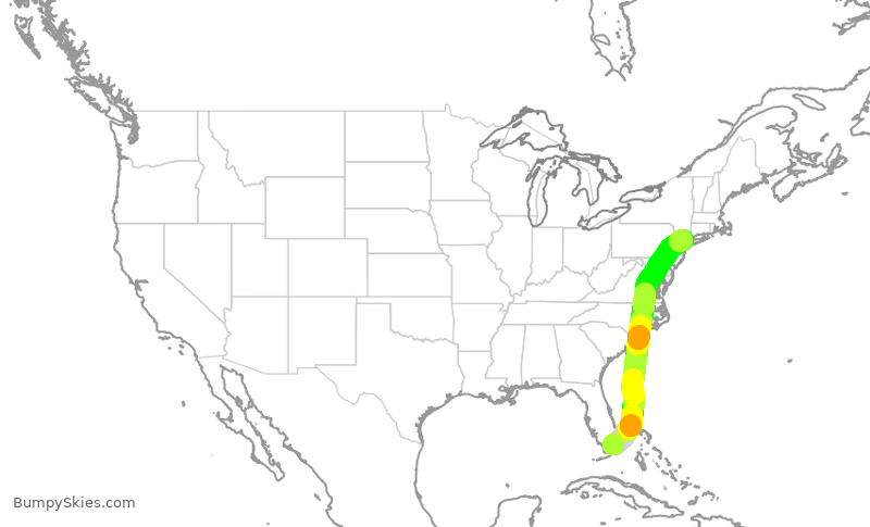 Turbulence forecast map for EJA129, MIA to TEB