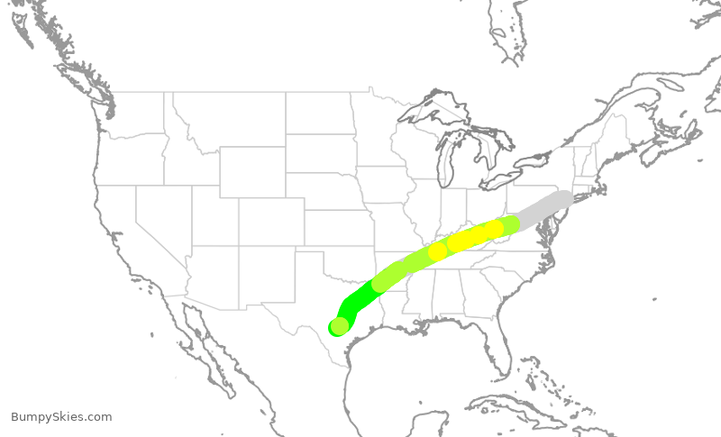 Turbulence forecast map for EJA136, TEB to SAT