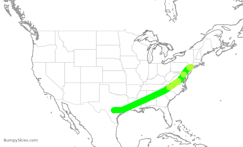 Turbulence forecast map for EJA138, SAT to TEB