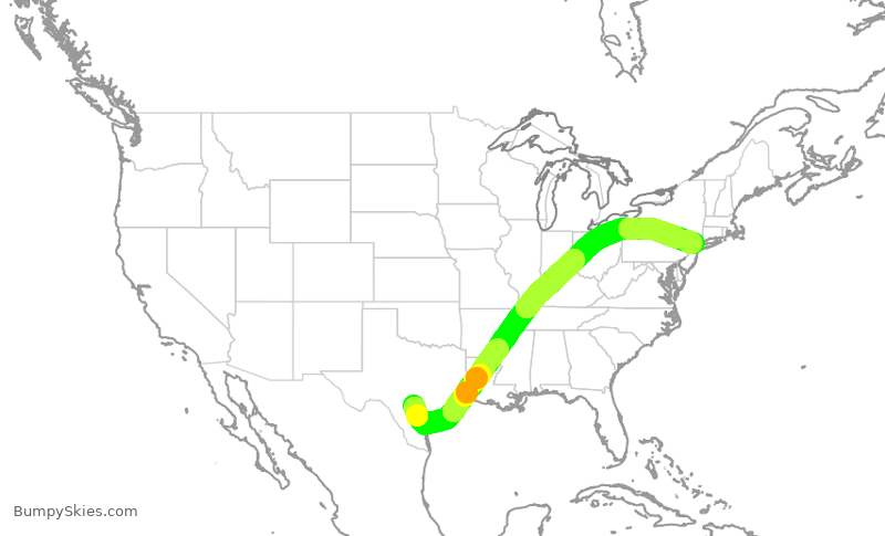 Turbulence forecast map for EJA154, SAT to TEB