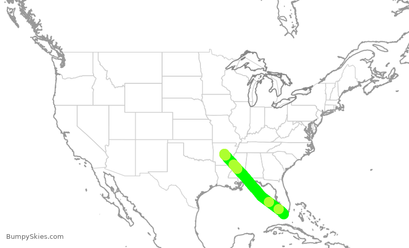 Turbulence forecast map for EJA157, MTH to LIT