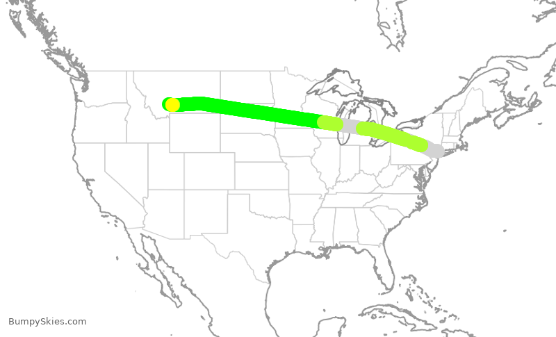 Turbulence forecast map for EJA158, HPN to BZN