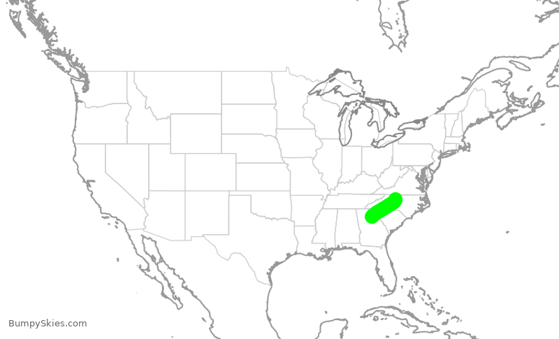 Turbulence forecast map for EJA15, GSO to AHN