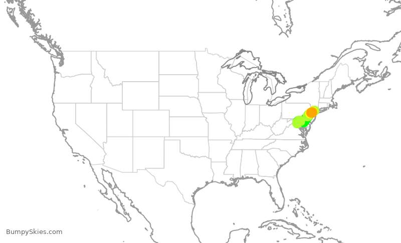 Turbulence forecast map for EJA163, IAD to TEB