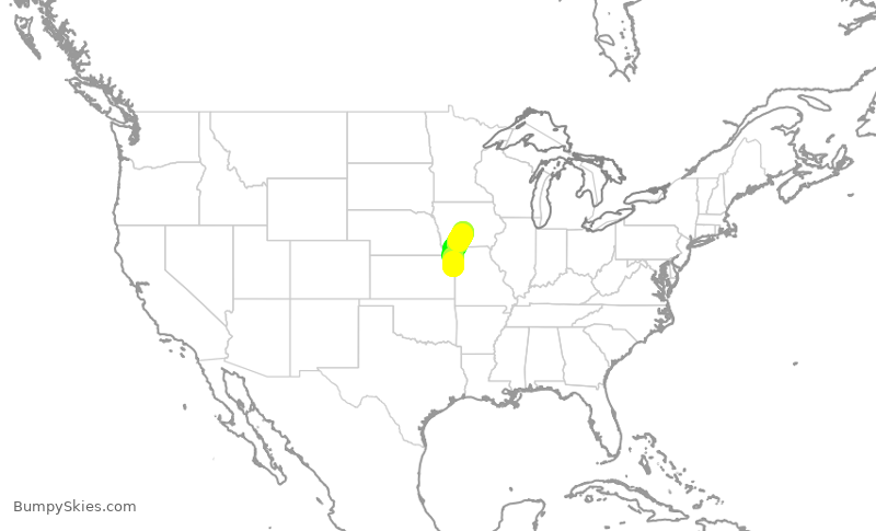Turbulence forecast map for EJA166, MKC to VNY