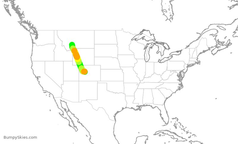 Turbulence forecast map for EJA169, ASE to BZN
