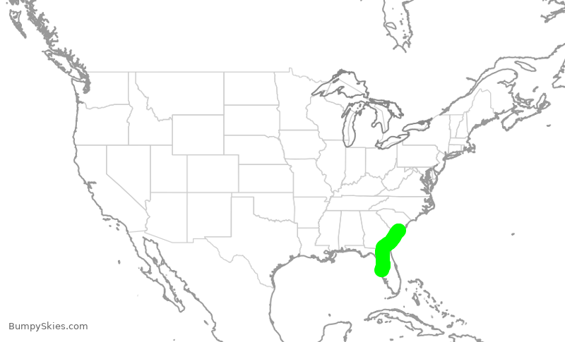 Turbulence forecast map for EJA16, KJZI to TPA