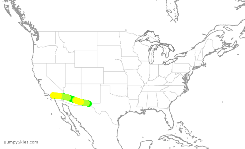 Turbulence forecast map for EJA204, ELP to ONT