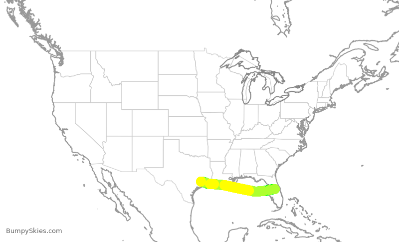 Turbulence forecast map for EJA208, ISM to SGR