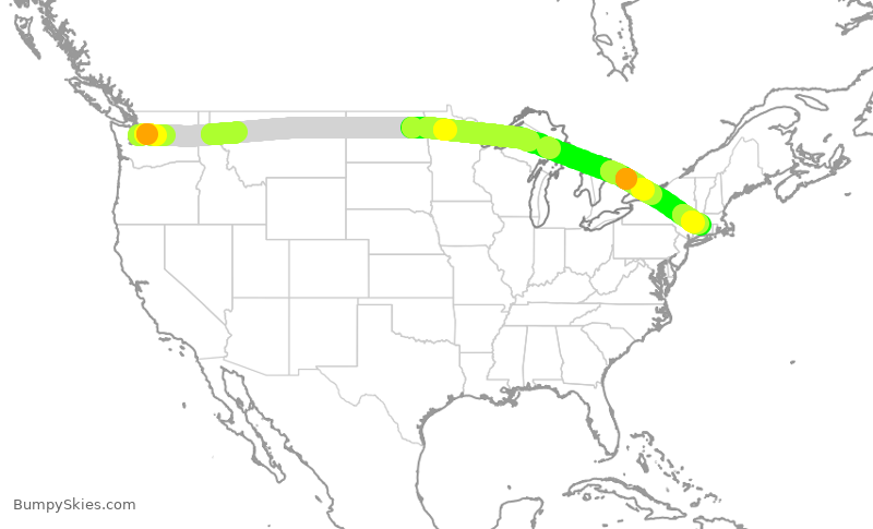 Turbulence forecast map for EJA212, BFI to BDL