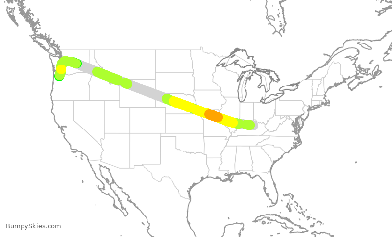 Turbulence forecast map for EJA228, LEX to UAO