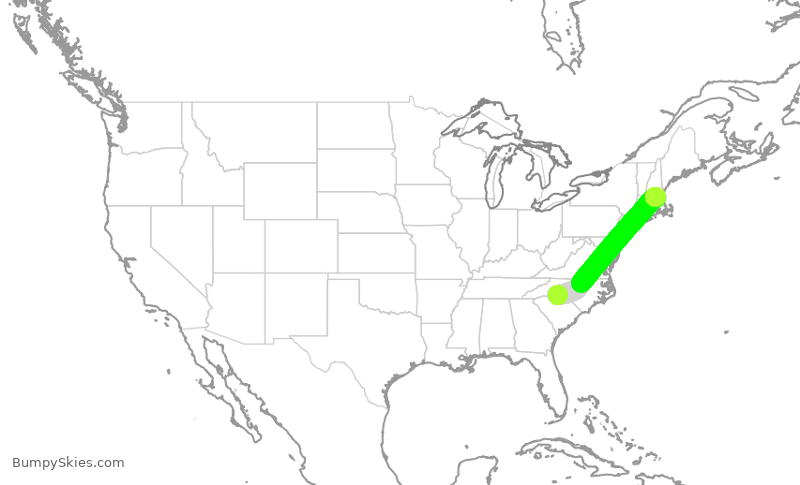Turbulence forecast map for EJA234, CLT to BED