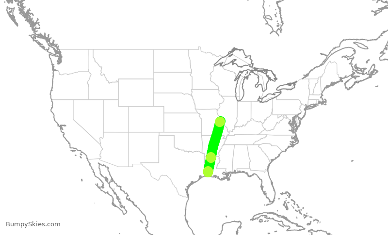 Turbulence forecast map for EJA234, LCH to SUS