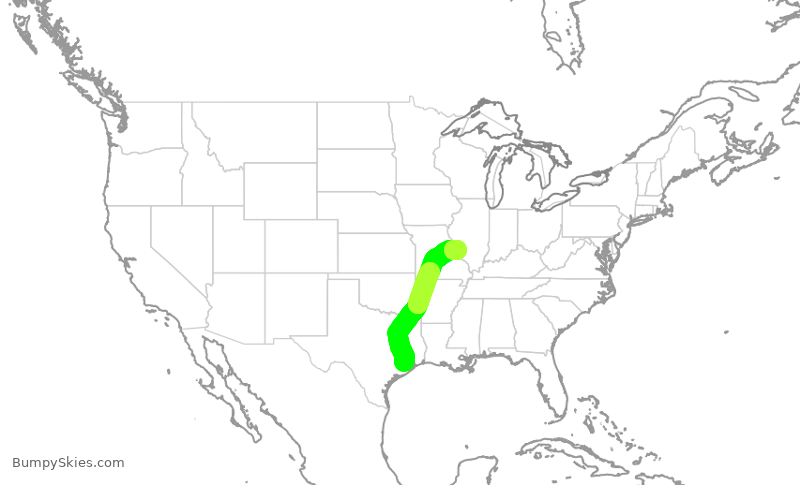 Turbulence forecast map for EJA242, SGR to STL