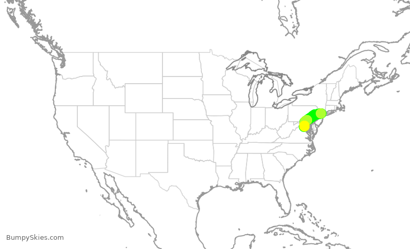 Turbulence forecast map for EJA245, TEB to IAD