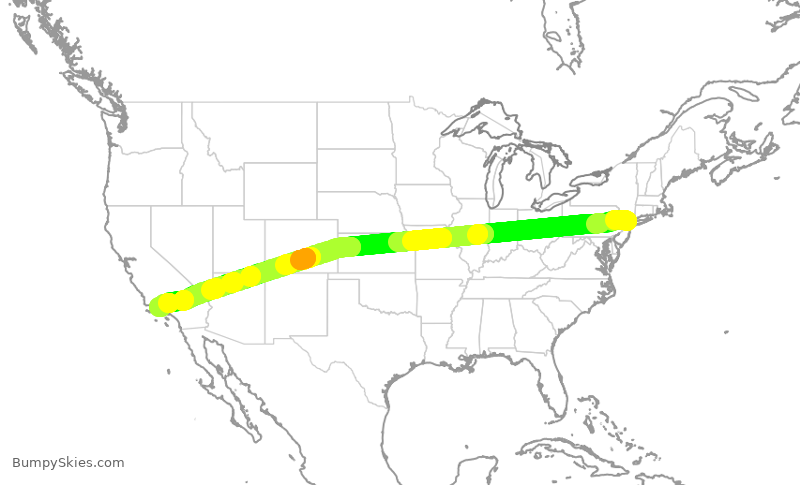 Turbulence forecast map for EJA246, TEB to CMA