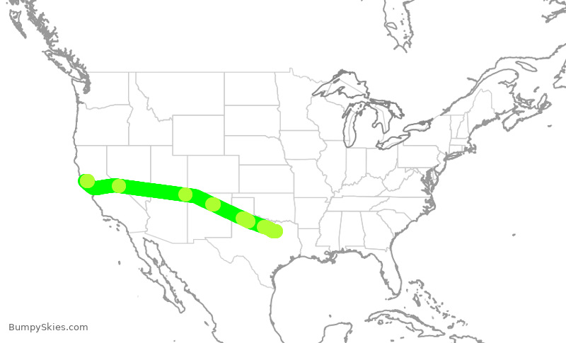 Turbulence forecast map for EJA253, DAL to APC