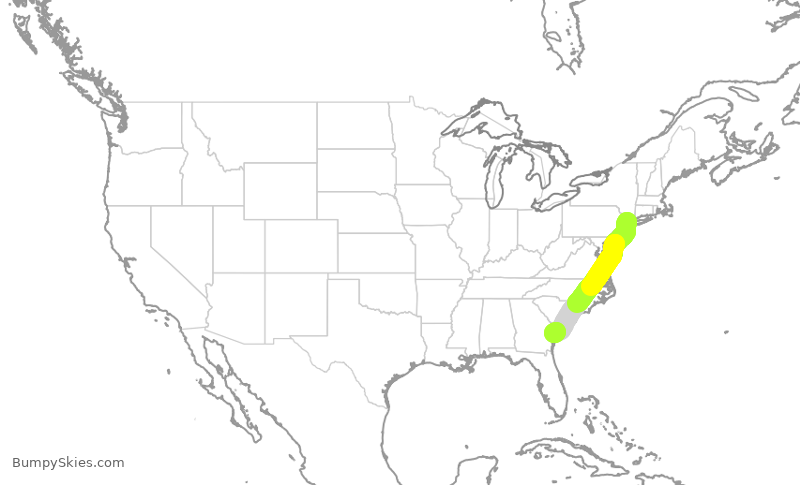 Turbulence forecast map for EJA257, TEB to SAV