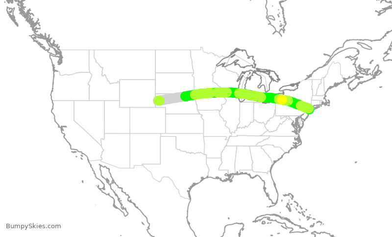 Turbulence forecast map for EJA263, BFF to JFK