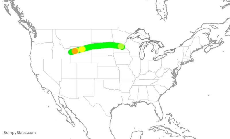 Turbulence forecast map for EJA270, FCM to JAC