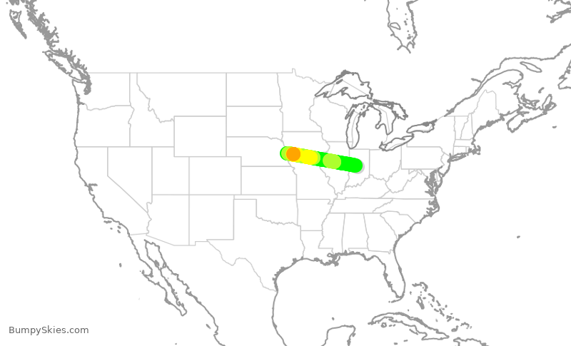 Turbulence forecast map for EJA273, IND to OMA