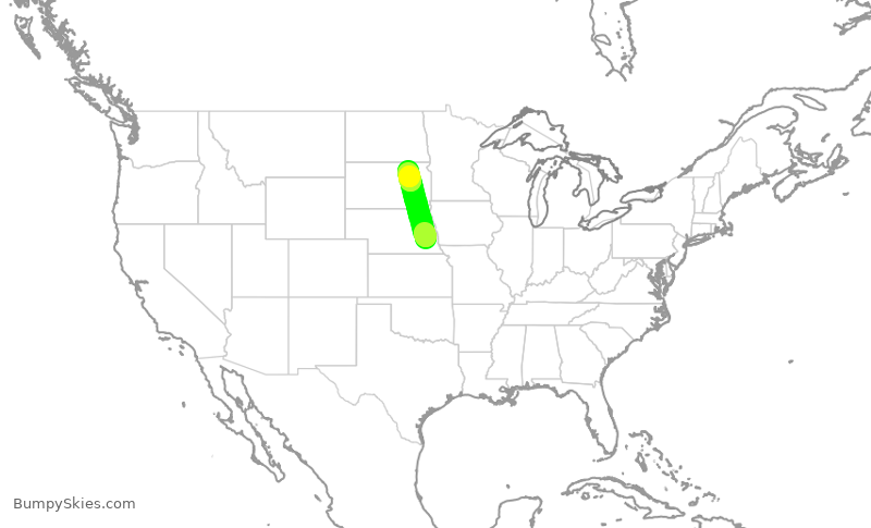 Turbulence forecast map for EJA275, LNK to ABR
