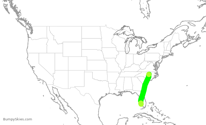 Turbulence forecast map for EJA280, RDU to APF