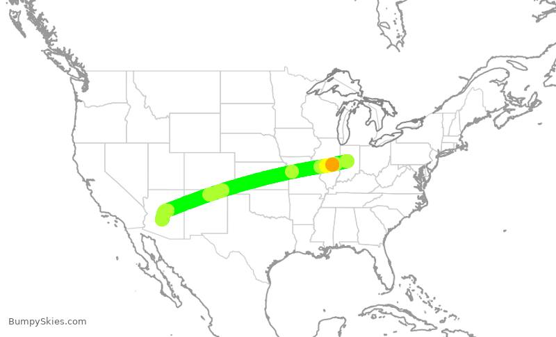 Turbulence forecast map for EJA283, KTYQ to SCF