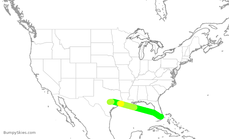 Turbulence forecast map for EJA284, AUS to OPF