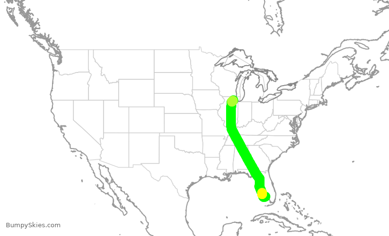 Turbulence forecast map for EJA287, APF to DPA