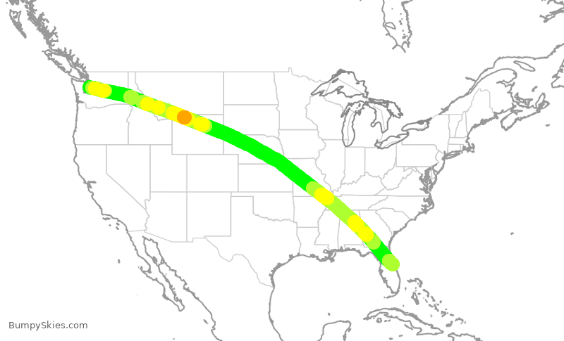 Turbulence forecast map for EJA288, BFI to TIX