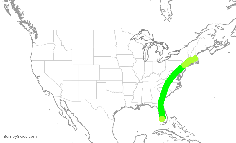 Turbulence forecast map for EJA291, BOS to APF