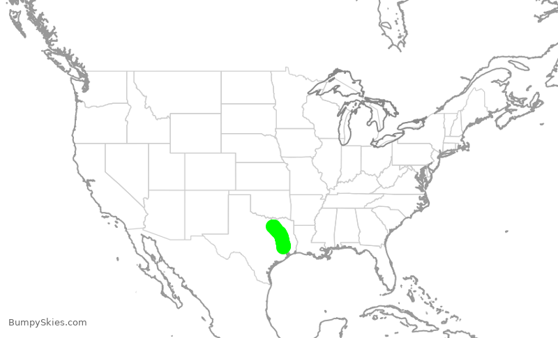 Turbulence forecast map for EJA292, CXO to DAL