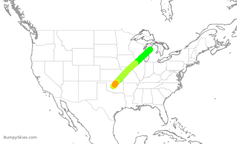 Turbulence forecast map for EJA294, TVC to PWA