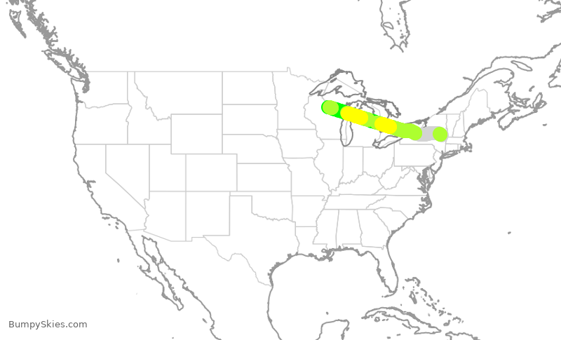 Turbulence forecast map for EJA315, ALB to RHI