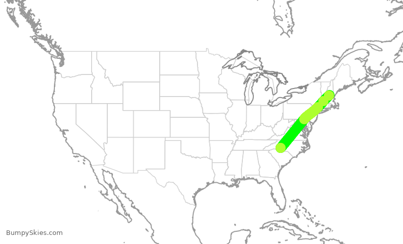 Turbulence forecast map for EJA316, CON to CLT