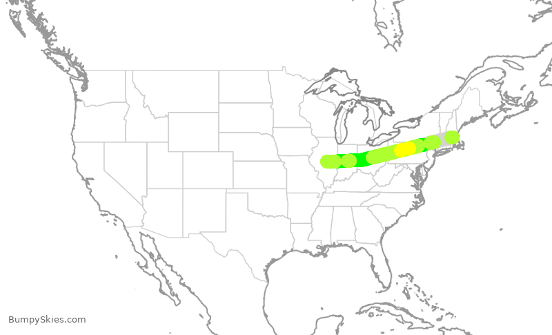 Turbulence forecast map for EJA318, BED to DEC
