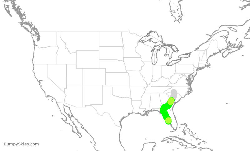 Turbulence forecast map for EJA322, CLT to SRQ